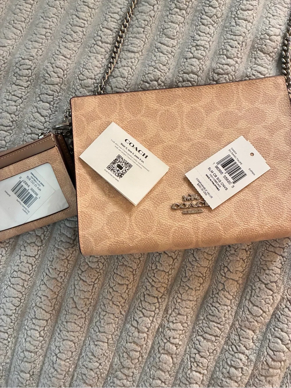 Coach Tan Signature Crossbody with Matching Card Case